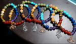Chakra bracelets on stretchy cord with or without charm